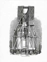1846年10月3日、「The Illustrated London News」に掲載されたウェリントン像の引き上げ